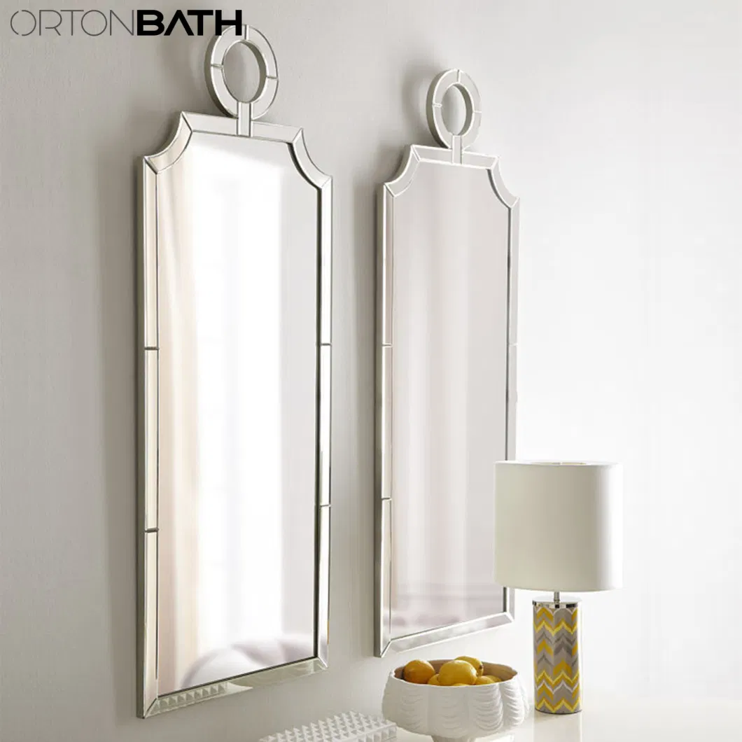 Ortonbath Cut Round Black Framed Bathroom Wall Mount Mirror Brushed Metal Frame Hanging Mirror for Living Room, Bedroom