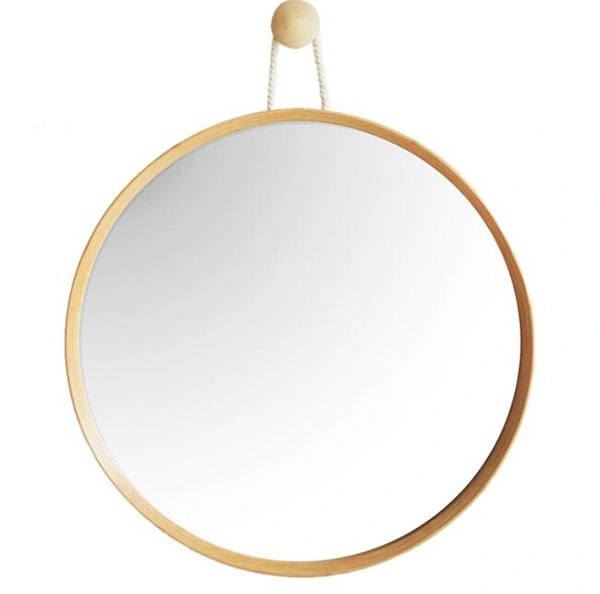 Modern Stylish Round Bathroom Bamboo Wood Mirrors/Circle Vanity Makeup / Shaving Mirror