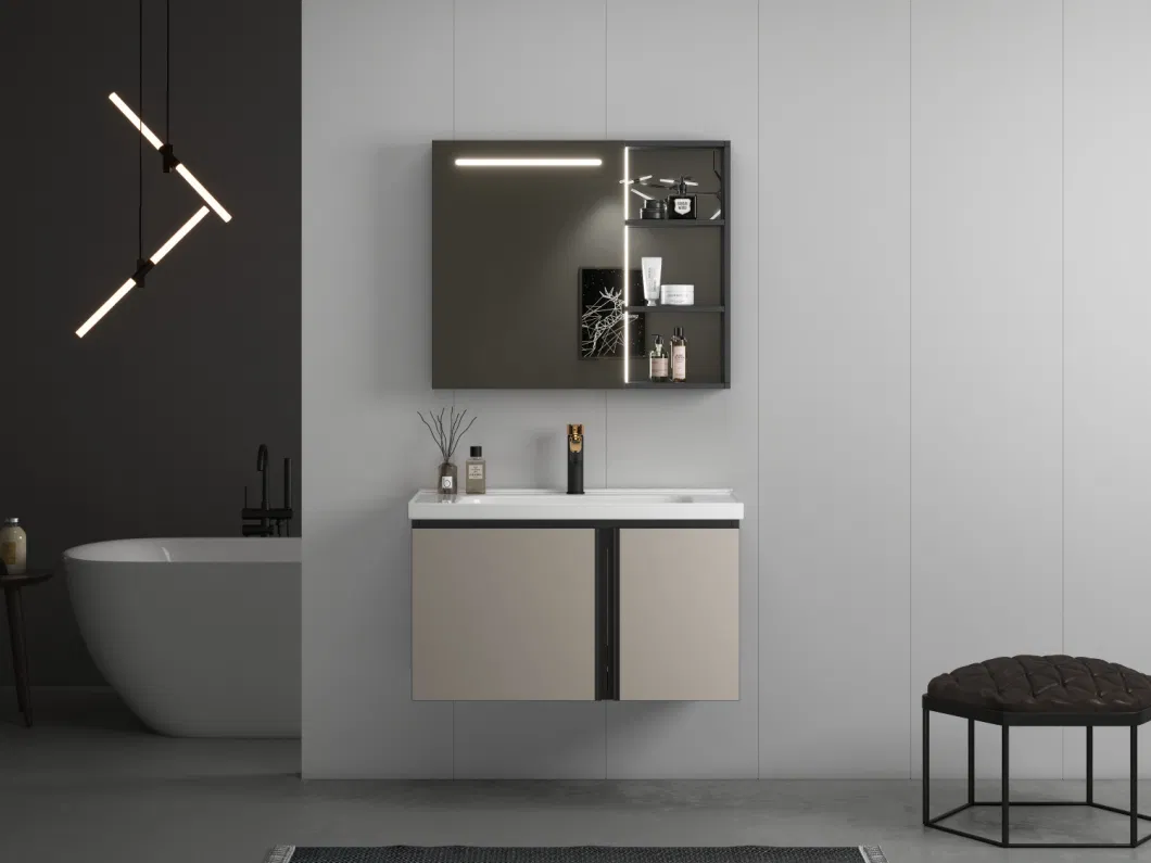 Bathroom Cabinets Set Vanity Home or Hotel Bathroom Vanity with LED Light Makeup Mirror Basin Wall Hung Bathroom