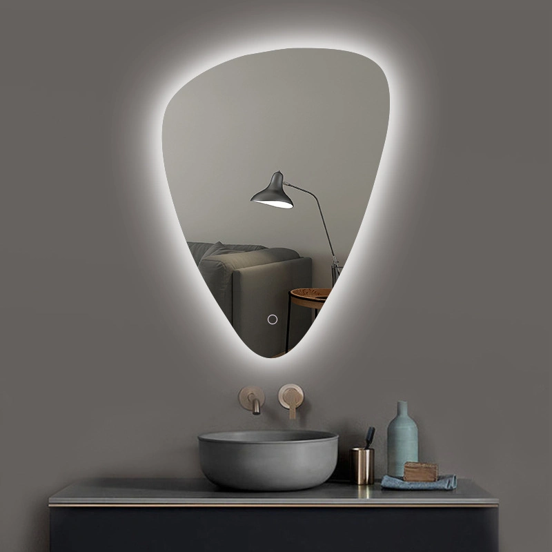 Bathroom Luminous Water Drop Frameless Mirror with Touch Screen Bathroom Mirror with Light Wall-Mounted Special-Shaped Smart Mirror