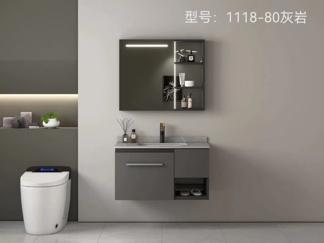 Bath Room Cabinet Set Vanity Home or Hotel Bathroom Vanity with LED Light Makeup Mirror Basin Bathroom Vanities Lighting