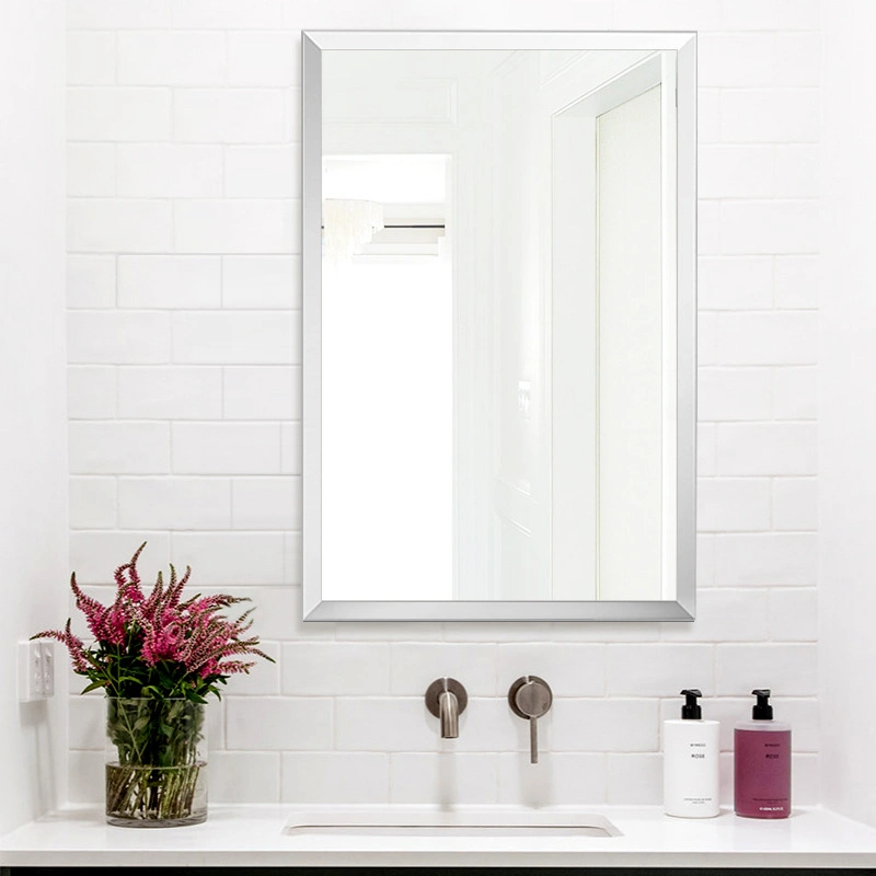 Beveled Bathroom Frameless Mirror Right Angle Grinding Square Makeup Mirror 5mm Simple Frameless Bathroom Mirror