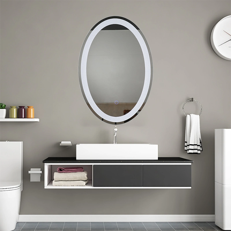 Salon Furniture Smart Home Bathroom Furniture LED Lighted Oval Bathroom Vanity Mirror