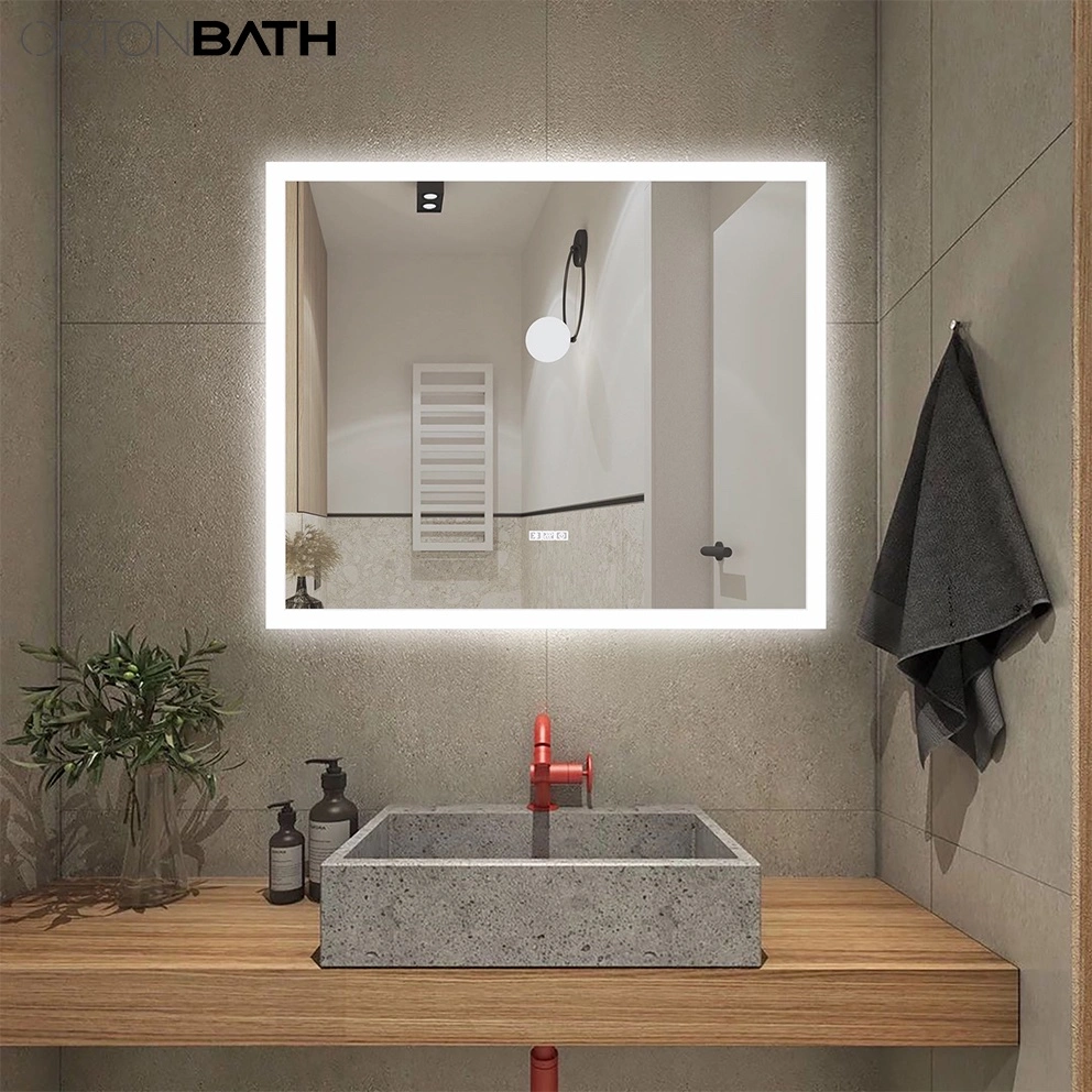 Ortonbath Anti-Fog, Dimmable, CRI90+, Touch Button, Water Proof, ETL Certificated Frontlit Metal Frame Round Bathroom Mirror