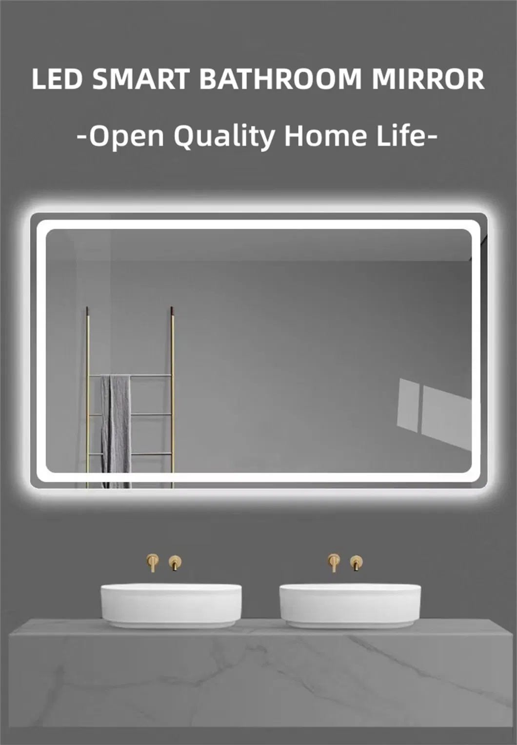 Bathroom Smart LED Lighted Design Cosmetic Wall Decorative Makeup Mirror