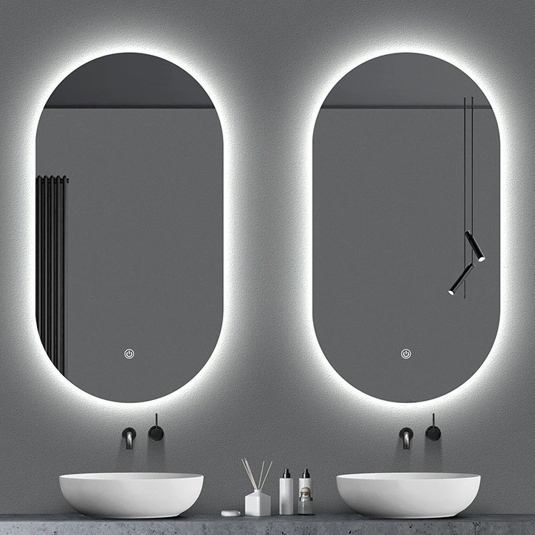 CE Approved Wall Mounted Oval Bathroom Mirrors LED Mirror Black Frame Mirror