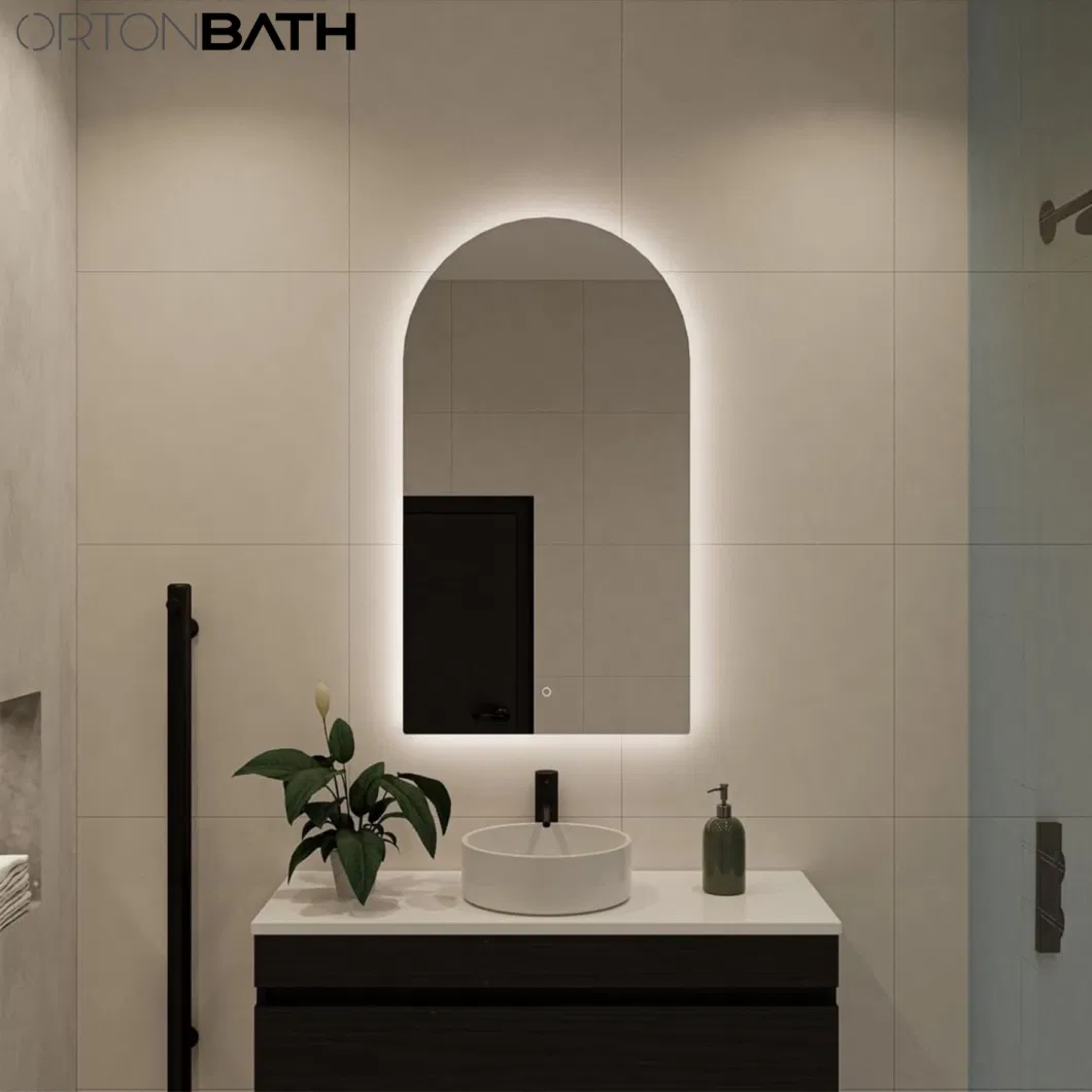 Ortonbath Frameless Arched Backlit LED Bathroom Mirror Frontlit&Backlit, Antifog Dimmable, Vanity Mirror with Lights Wall Mounted Lighted Modern Mirror