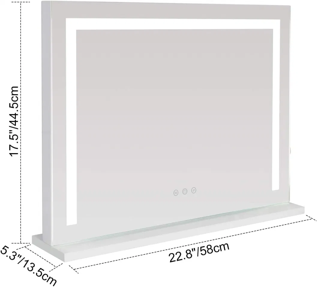 LED Light Stripe Hollywood Dressing Table Mirror with Three Tones for Both Table Use and Wall Hanging Wall Mount