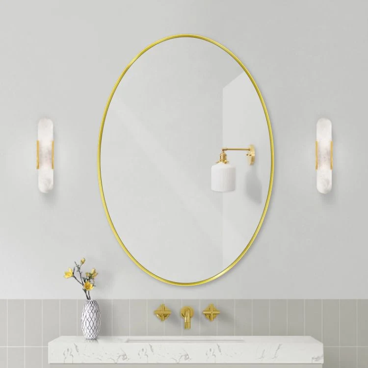 Home Furniture Full Length Decorative Wall Black Gold Aluminum Alloy Rectangle Frame Vanity Mirror for Bathroom Living Room