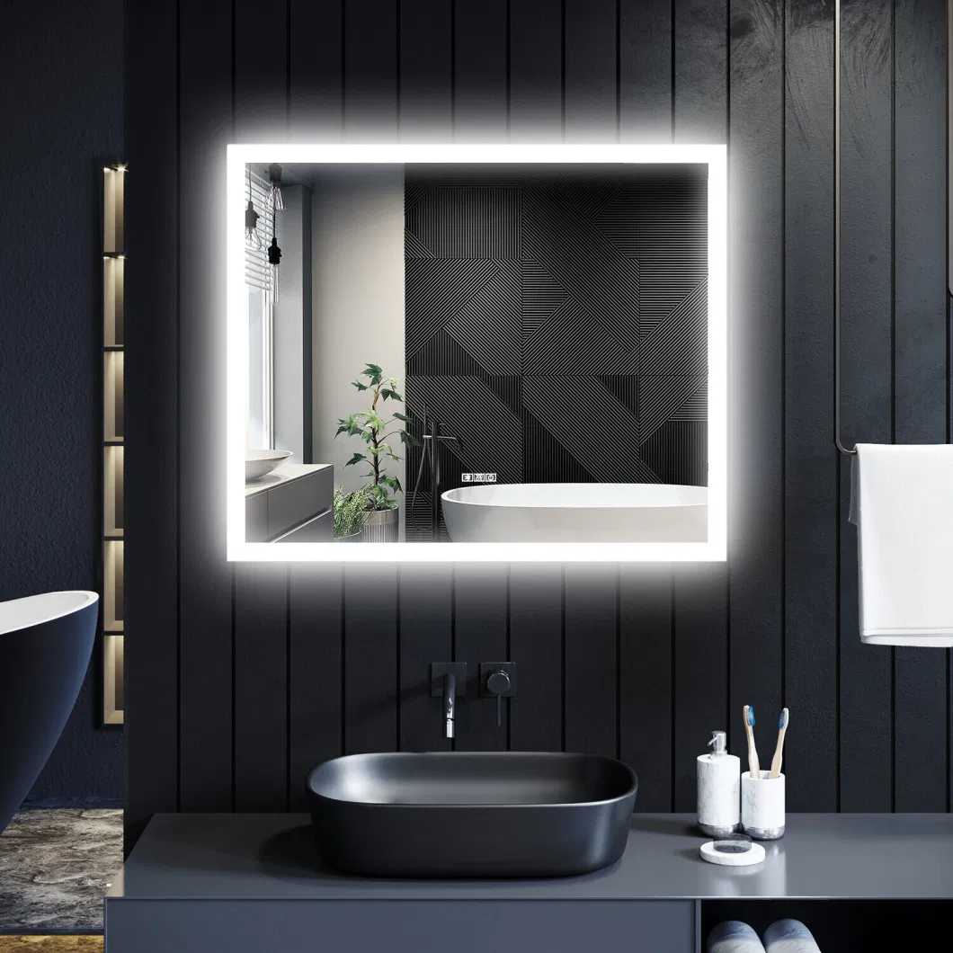 Large Bathroom Wall Mirror with LED Lights, Demister Touch Sensor Rectangular