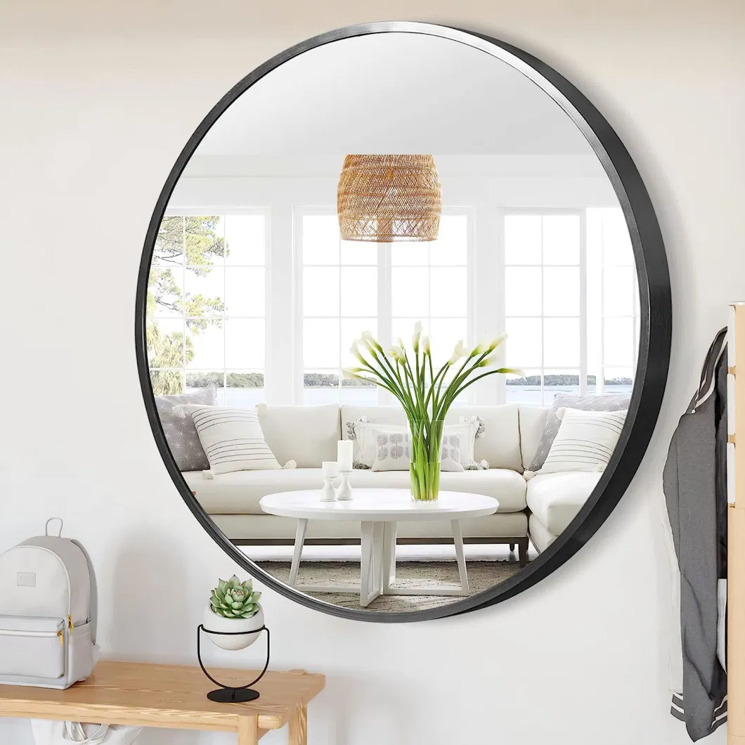 Round Corner Black Metal Frame Bathroom Glass Mirrors &ndash; 100cm X 56cm / 120cm X 56cm