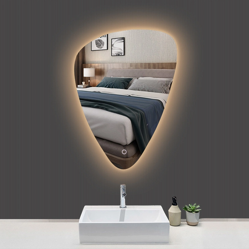 Bathroom Luminous Water Drop Frameless Mirror with Touch Screen Bathroom Mirror with Light Wall-Mounted Special-Shaped Smart Mirror