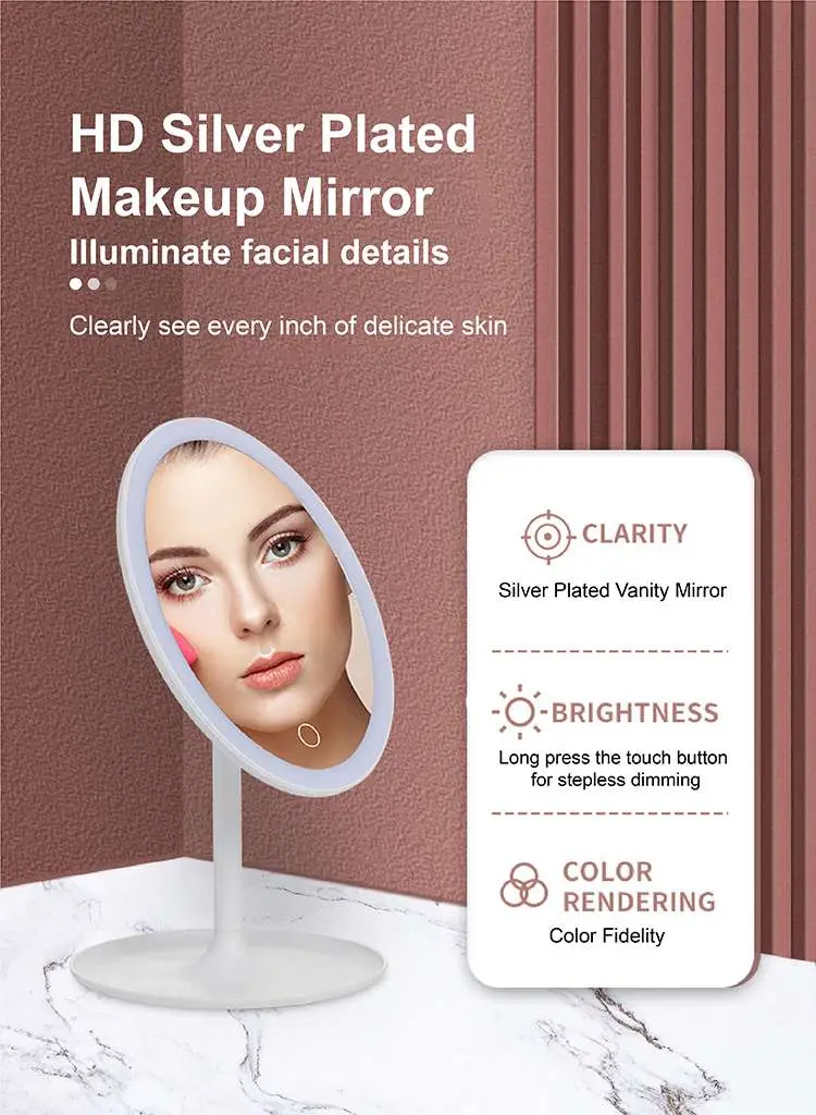 Desktop Makeup Mirror Custom LED Cosmetics Smart Touch Mirror