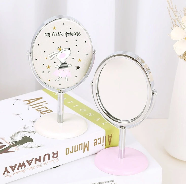 PU Round Stand Mirror Personalized One Side Makeup Mirror