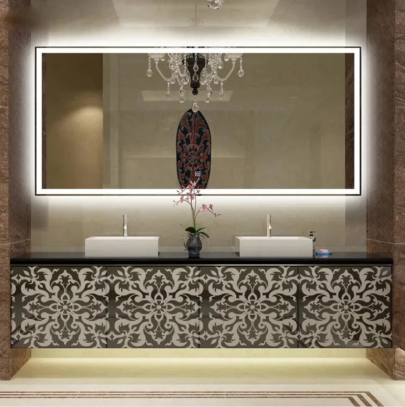 Bathroom Vanity Mirror LED Makeup Mirrors Illuminated Hanging Rectangular Bathroom Mirror