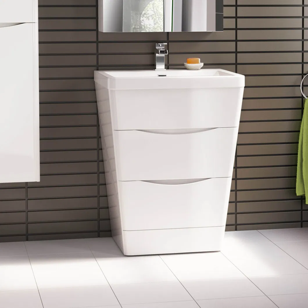 Vanities Home V Shaped Bathroom Cabinet MDF Covering with PVC Bathroom Vanity Furniture 800mm