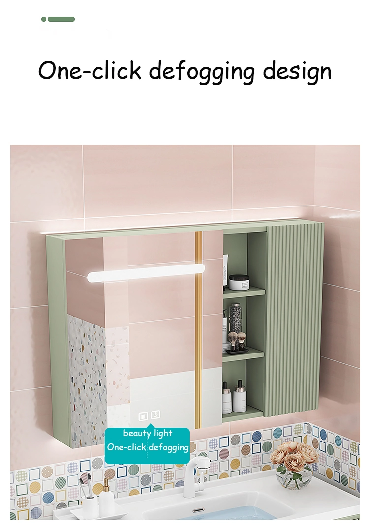 Bathroom Furniture Wall Hung Vanity Bath Room Cabinet Set Vanity Home Hotel Bathroom Vanity with LED Light Makeup Mirror Basin