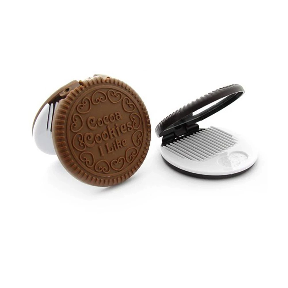 Portable Funny Design Hot Sale Cookie Biscuit Pocket Mini 3X 5X Make up Mirror