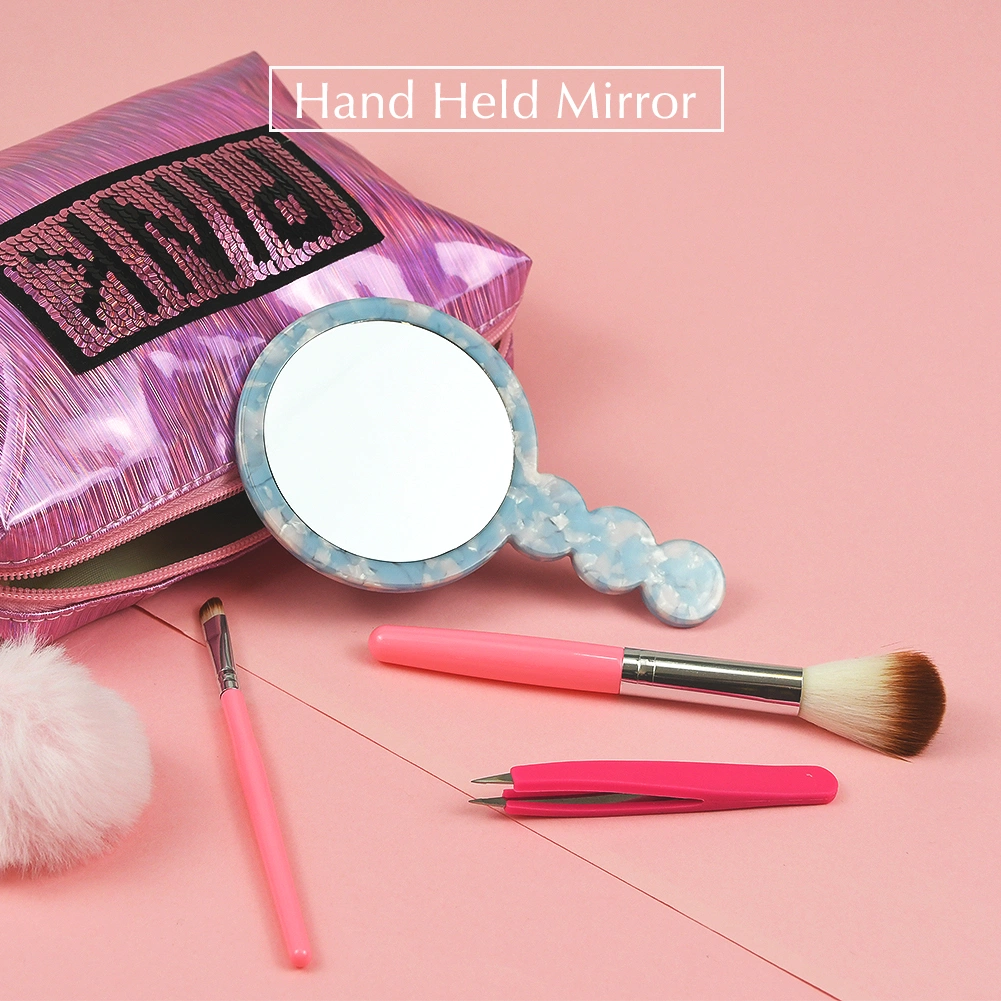 Cellulose Acetate Vintage Handheld Makeup Mirror, Cosmetic Mirror with Handle