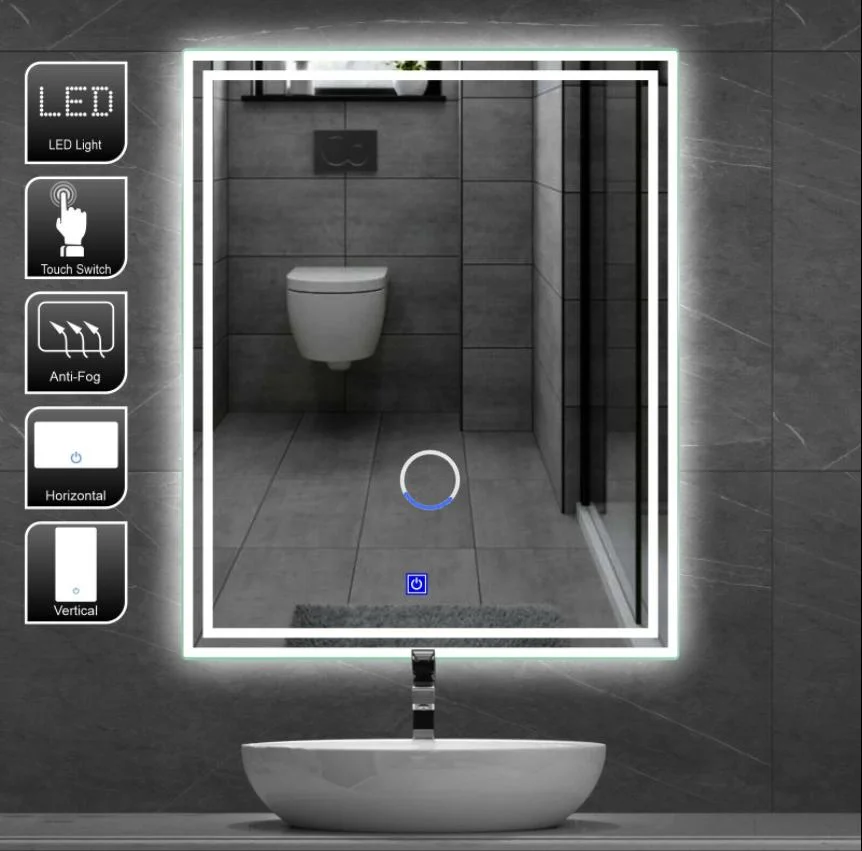 Illuminated LED Bathroom Mirror with Lights up Touch Switch