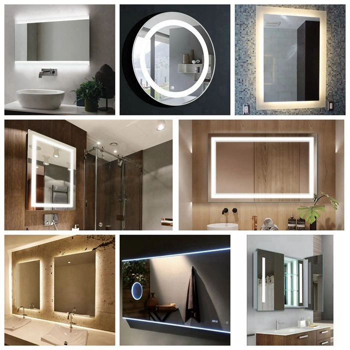 China Factory Round Black Metal Frame Bathroom Mirror with LED Lights Anti-Fog Wall Mirror Furniture for Home Decoration Entryway Living Room