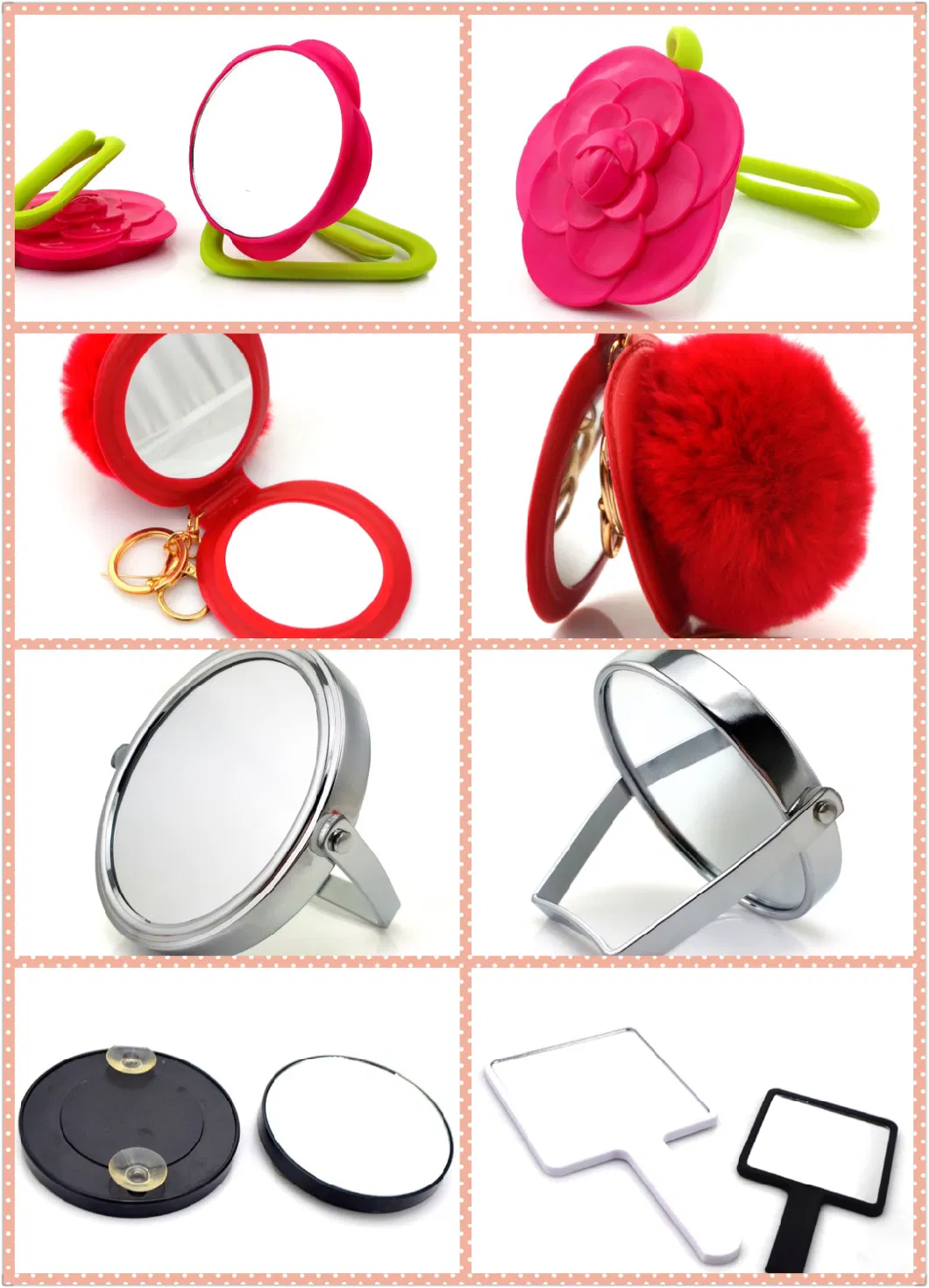 Wholesale Single Side Square Handheld Plastic Cosmetic Mirror