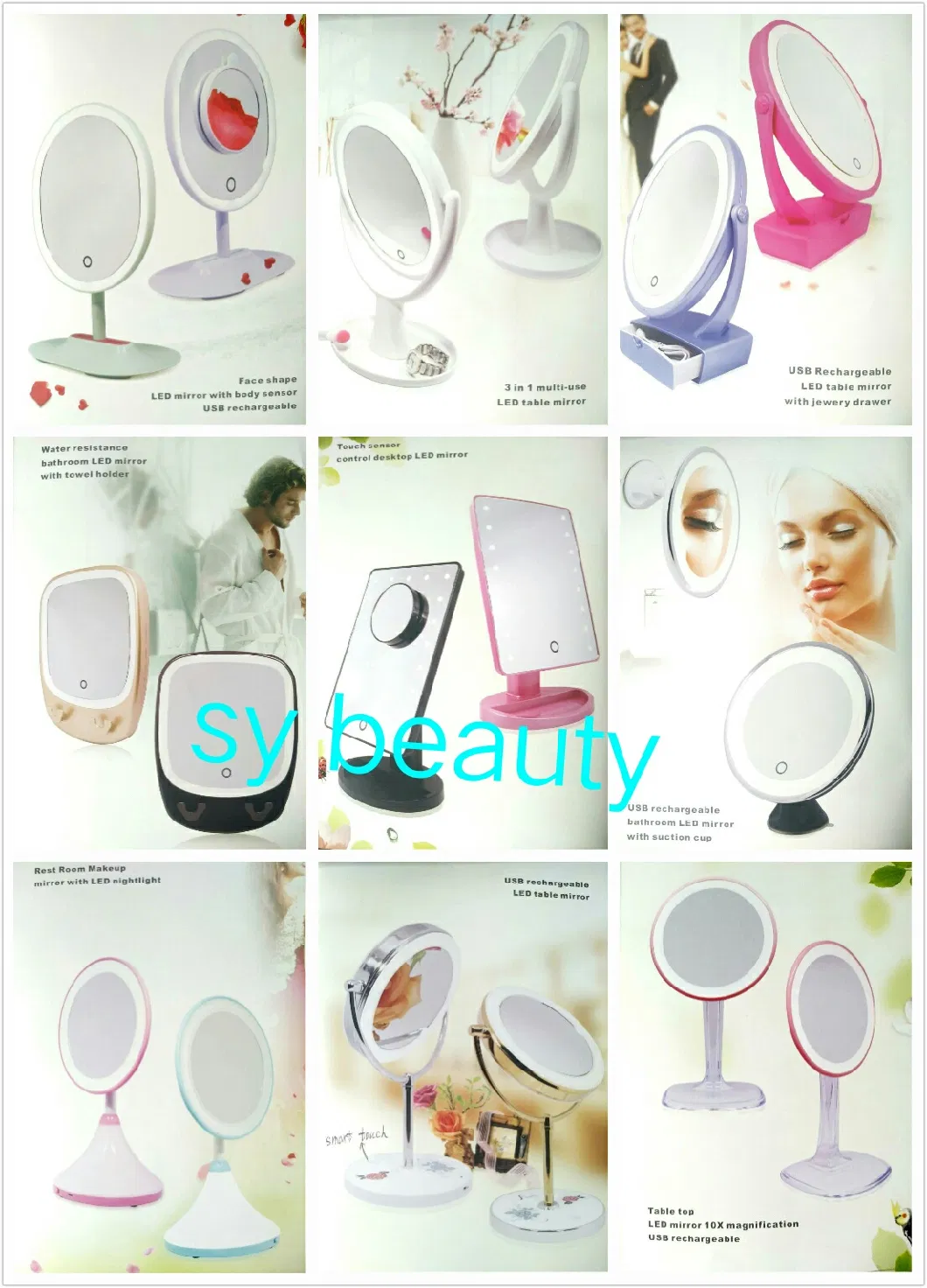 Wholesale Single Side Square Handheld Plastic Cosmetic Mirror