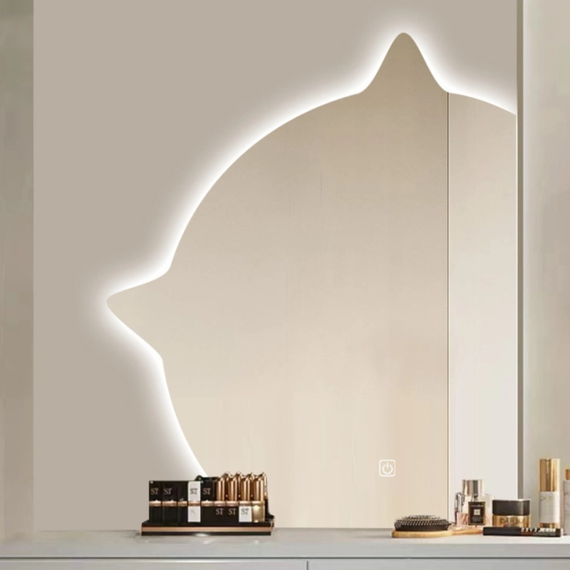 Special-Shaped Smart Bathroom Mirror Wall-Mounted Cat Mirror Sink LED Light-Emitting Makeup Mirror