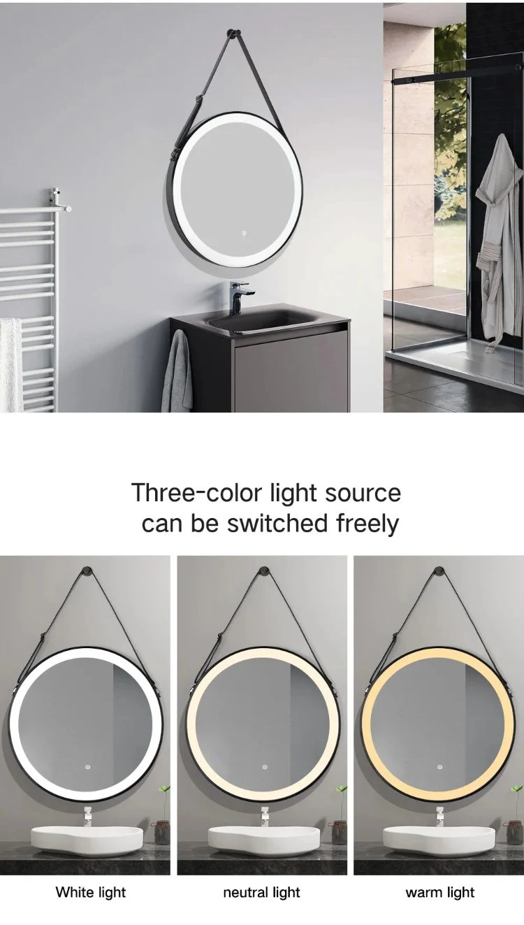 Price Round LED Light Metal Hanging Touch Switch LED Mirror with Frame