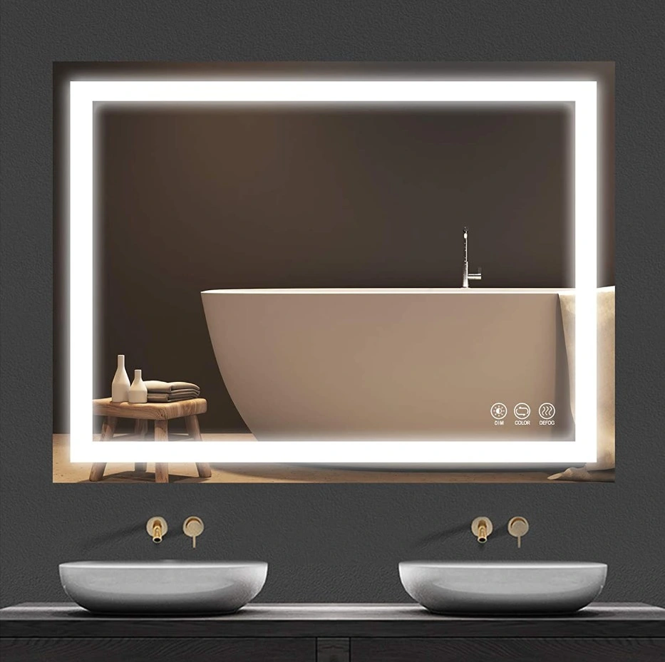 Salon Vanity Cosmetic Home Decor Hotel Room Lighted Smart Wall Mirror Bathroom Dressing Makeup Furniture Illuminated LED Mirror with Bluetooth