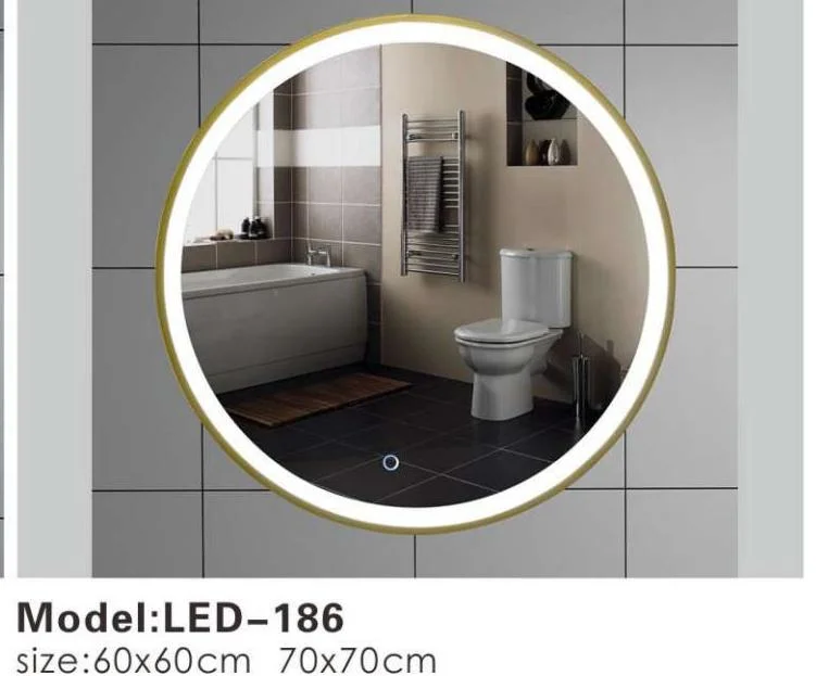 Black Metal Frame Decorative LED Wall Round Bathroom Smart Mirror