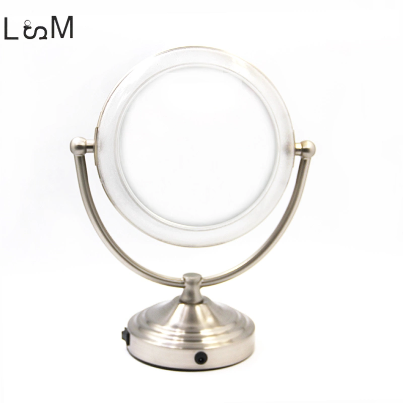 8X Magnifying Desktop Makeup Mirror LED Lamp Round Shape Cosmetic Mirror