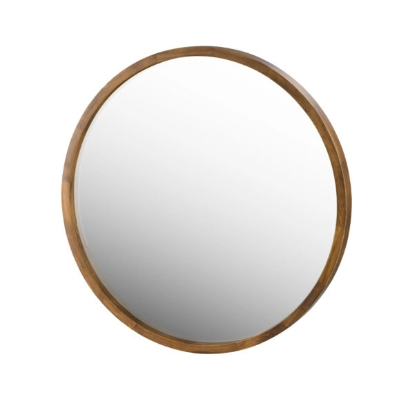 Ortonbath 40cm Makeup Vanity Mirrors, European Retro Round Wooden Frame Wall-Mounted Mirror, Bathroom/Hotel Decorative Mirror