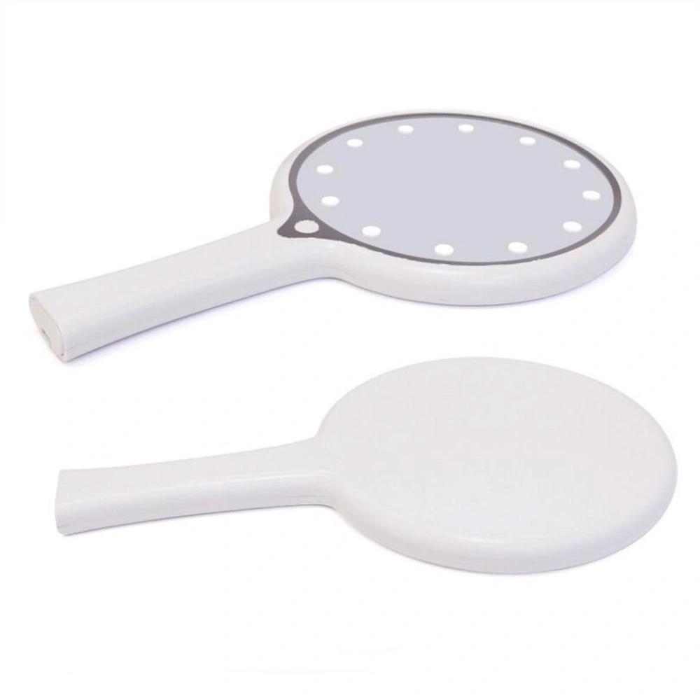 Adjustable LED Plastic Hand Handle Handheld Makeup Cosmetic Mirror