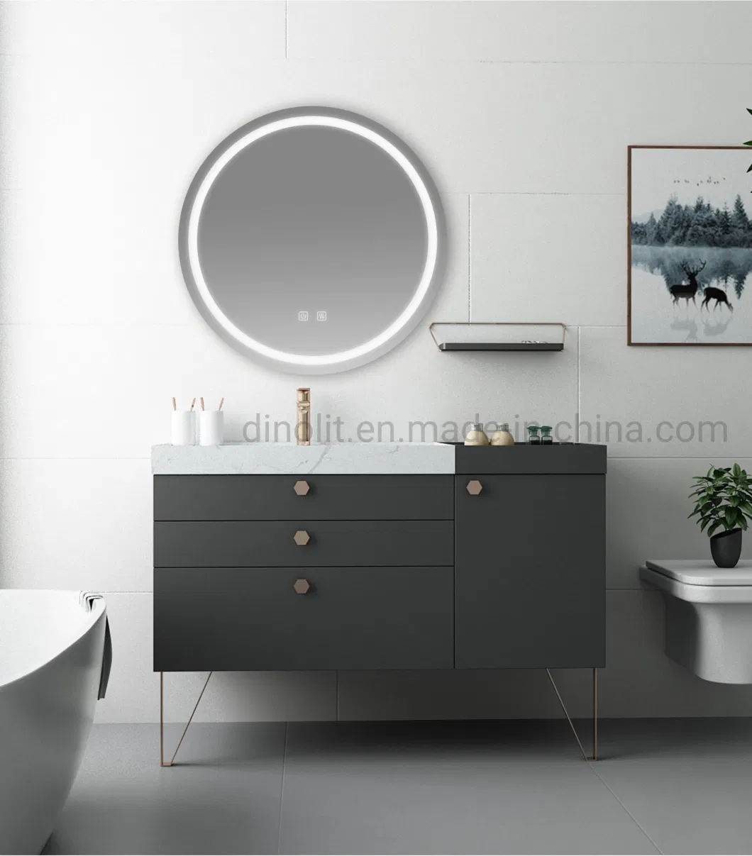 IP44 Round Smart Frameless Bathroom Mirror Illuminated Bath Vanity Mirror with LED Light/ Touch Switch /Defogger 220V/110V CE ETL