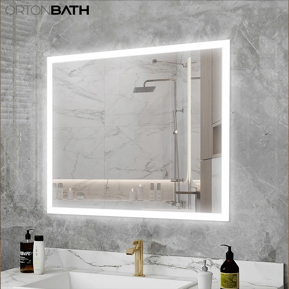 Ortonbath Anti-Fog, Dimmable, CRI90+, Touch Button, Water Proof, ETL Certificated Frontlit Metal Frame Round Bathroom Mirror