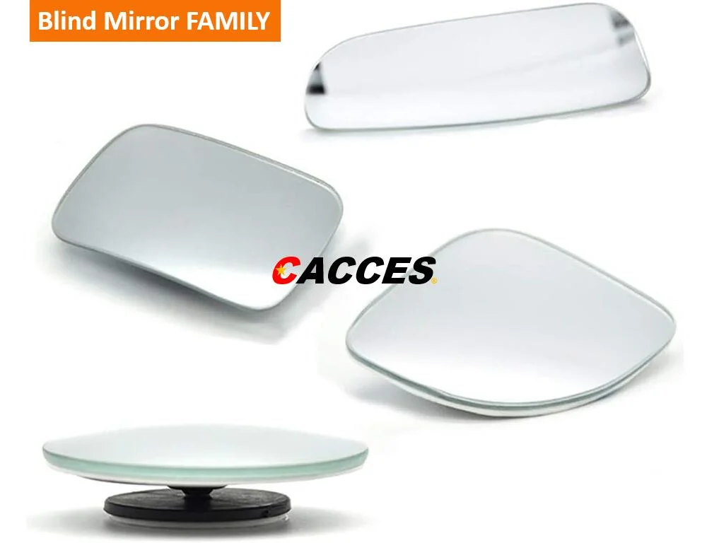 Car Side Convex Anti-Glare Blue Mirror 360 Rotate Car Blind Spot Mirror Round Glass Frameless Wide Angle Rearview Mirror Sway Adjustable Car Accessories Supply