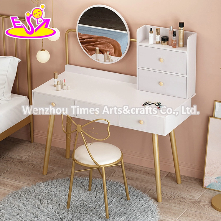 Luxury Girls White Dressing Table Set Wooden Vanity Desk with Drawers W08h154