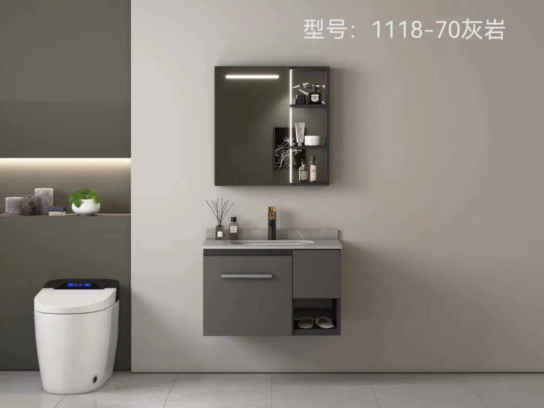 Bath Room Cabinet Set Vanity Home or Hotel Bathroom Vanity with LED Light Makeup Mirror Basin Bathroom Vanities Lighting