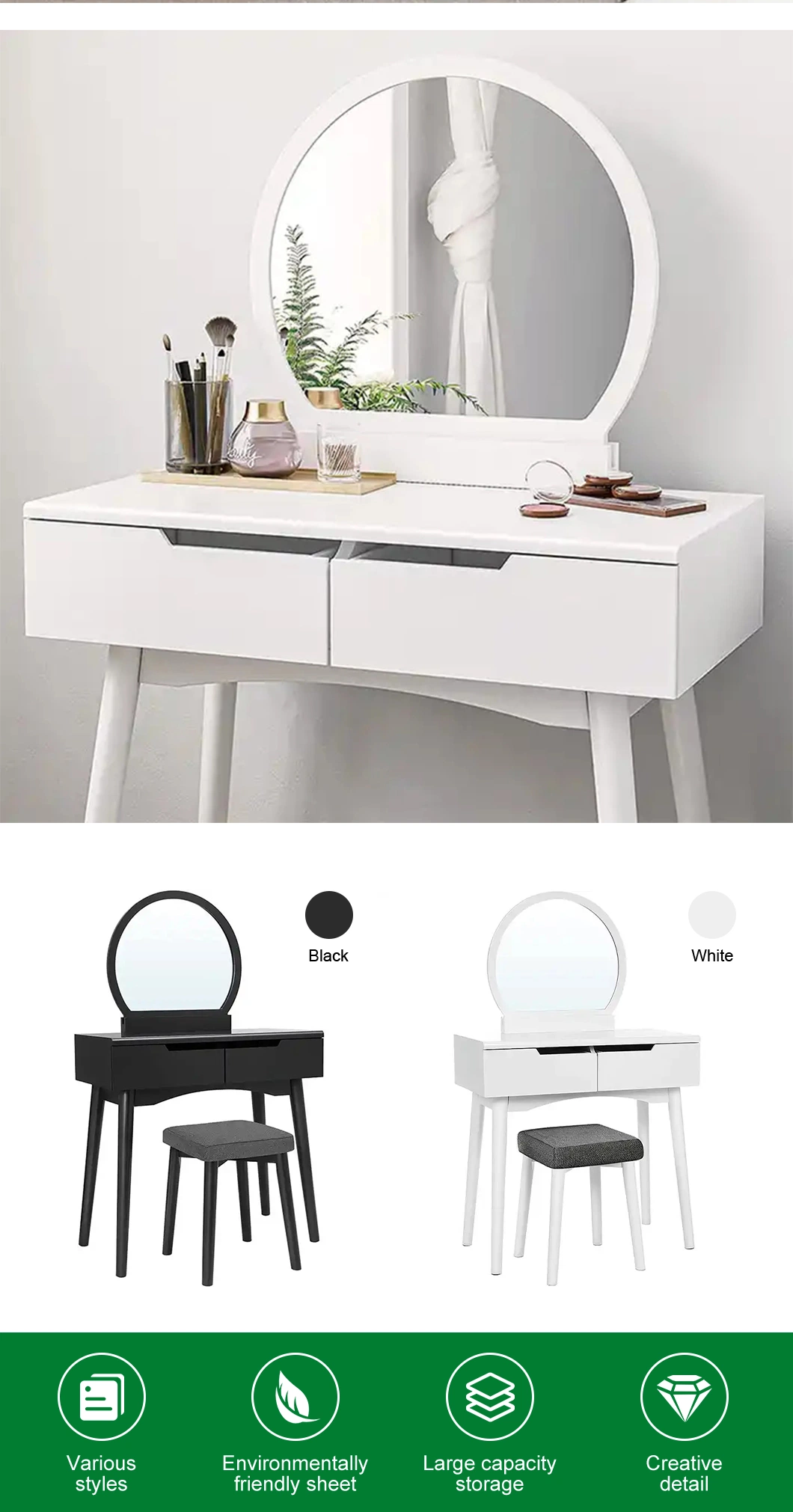 Dressing Table Mirror with LED Lights