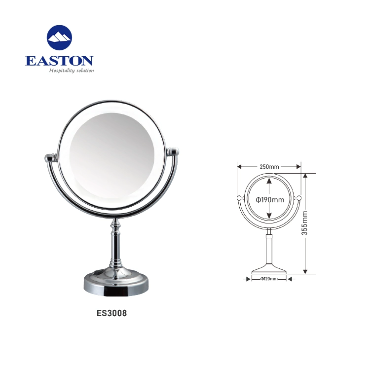 LED Desktop Cosmetic Clear Magnifying Mirror for Hotel Room