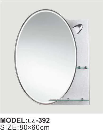 Bathroom Decoration Furniture Cheap Cosmetic Lighted Mirror with Glass Shelf