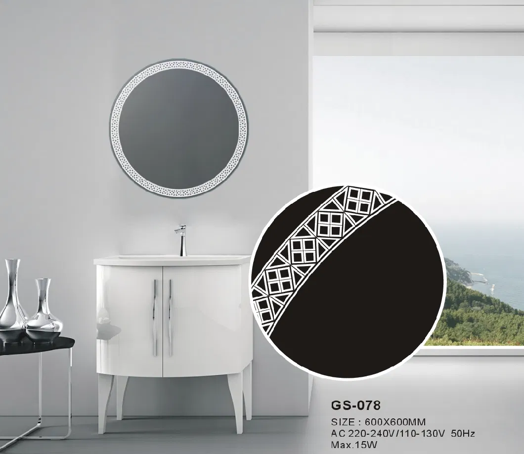 Round Metal Frame Touch Rustproof LED Wall Smart Bathroom Mirror