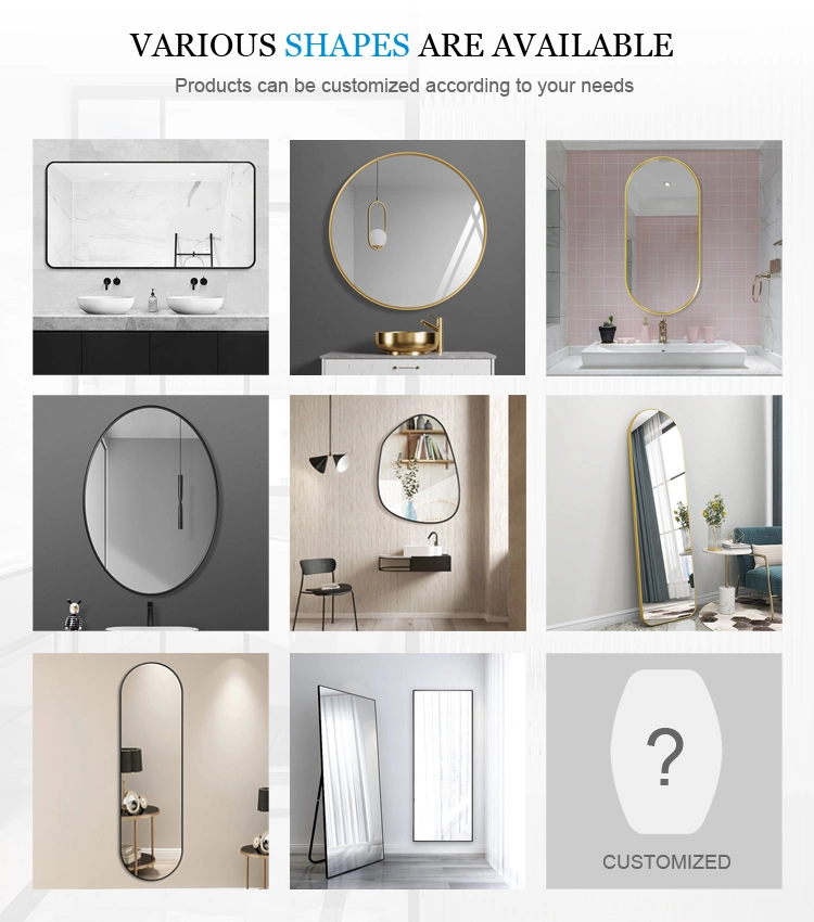 Customized Modern Stylish Bathroom Iron Alloy Framed Mirror Full Length Standing Floor Wall Mirror for Decoration