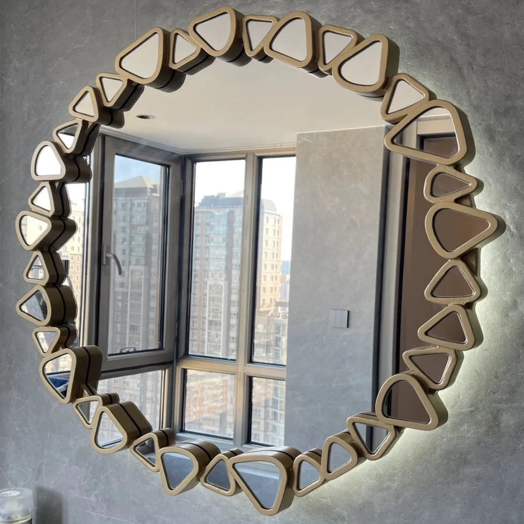 Wholesale Custom Price Modern Style Wall Silver Mirror Like Jewelry with Gold Metal/Aluminium Framed