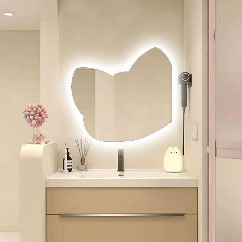 Lingna Belle LED Creative Cute Bathroom Mirror Smart LED Dressing Table Mirror Children&prime;s Room Bathroom Cartoon Mirror