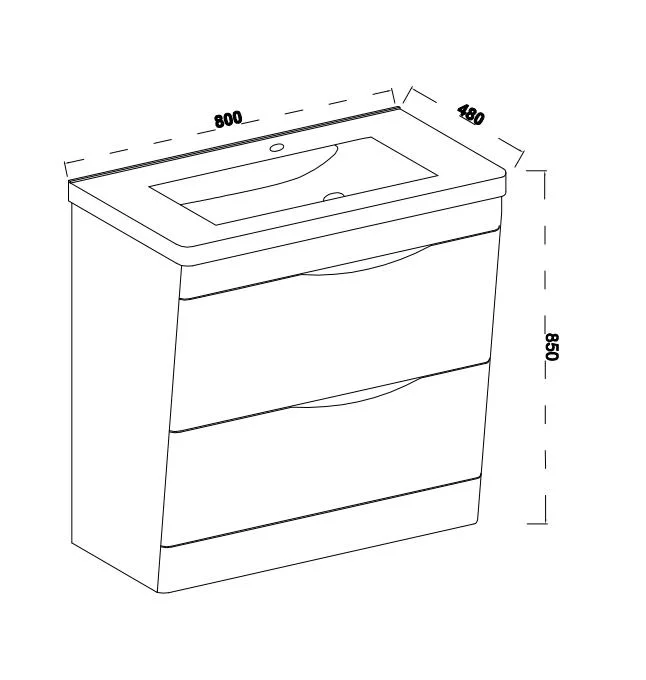 Vanities Home V Shaped Bathroom Cabinet MDF Covering with PVC Bathroom Vanity Furniture 800mm