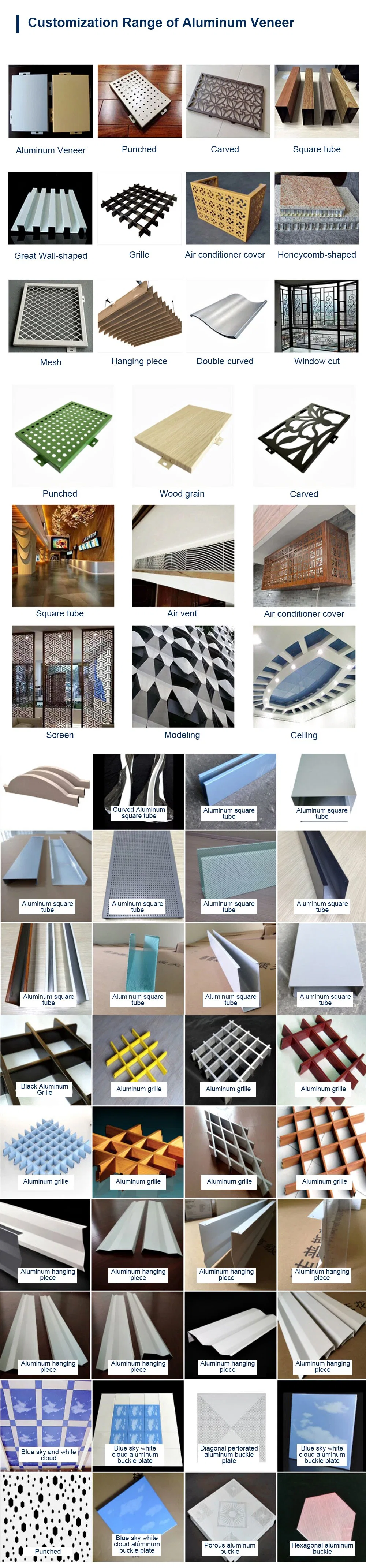 Sixinalu Aluminum Profile Decorative Panel Decoration Material Sky Aluminum Sheet Curtain Wall