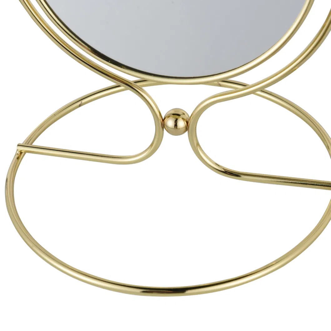 Luxury Gold Plating Double Sided Uniquie Shape Table Vanity Mirror