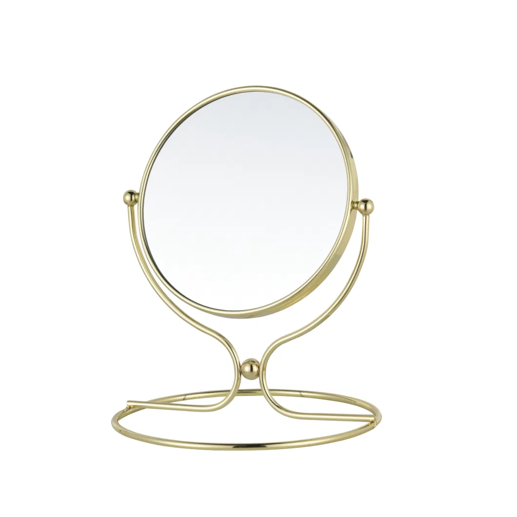 Luxury Gold Plating Double Sided Uniquie Shape Table Vanity Mirror